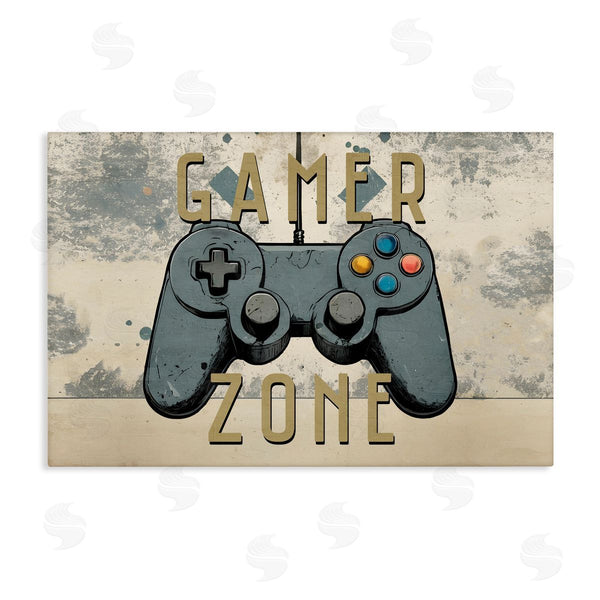 stupell industries Kim Allen | Gamer Zone with Abstract Background Wall Art