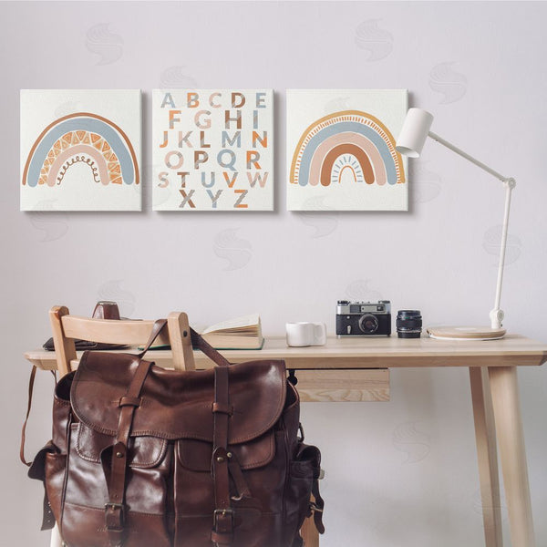 Stupell Industries Kim Allen | Geometric Rainbow Playful Alphabet Chart Wall Art