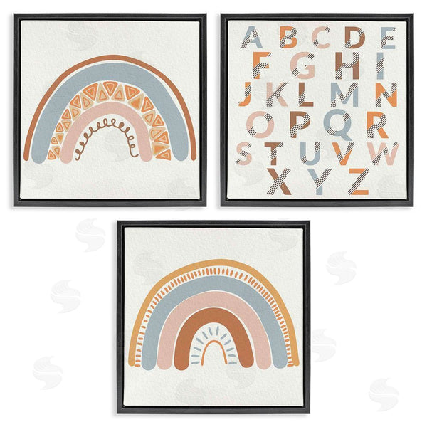 Stupell Industries Kim Allen | Geometric Rainbow Playful Alphabet Chart Wall Art