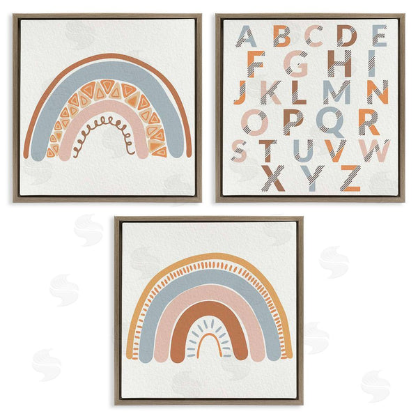 Stupell Industries Kim Allen | Geometric Rainbow Playful Alphabet Chart Wall Art