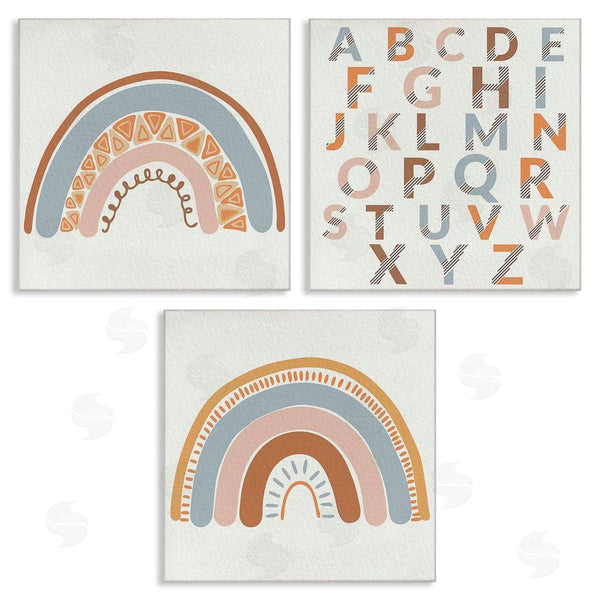 stupell industries Kim Allen | Geometric Rainbow Playful Alphabet Chart Wall Art