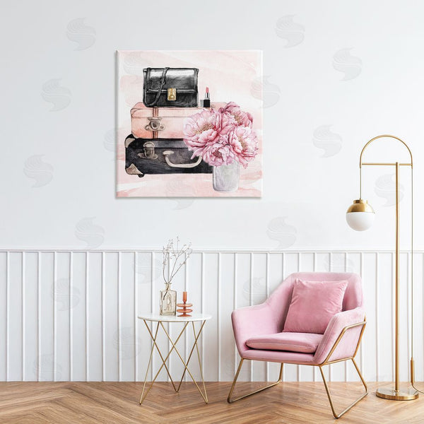 Stupell Industries Kim Allen | Glam Time Suitcase & Flowers Wall Art