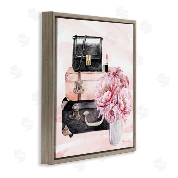 Stupell Industries Kim Allen | Glam Time Suitcase & Flowers Wall Art