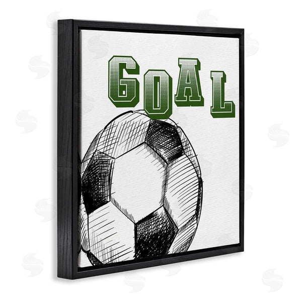 Stupell Industries Kim Allen | Goal Soccer Ball Sports Green Varsity Typography Wall Art