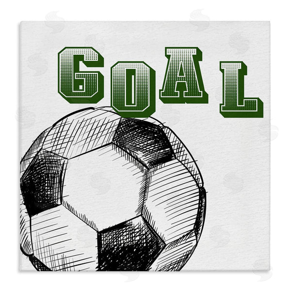 stupell industries Kim Allen | Goal Soccer Ball Sports Green Varsity Typography Wall Art