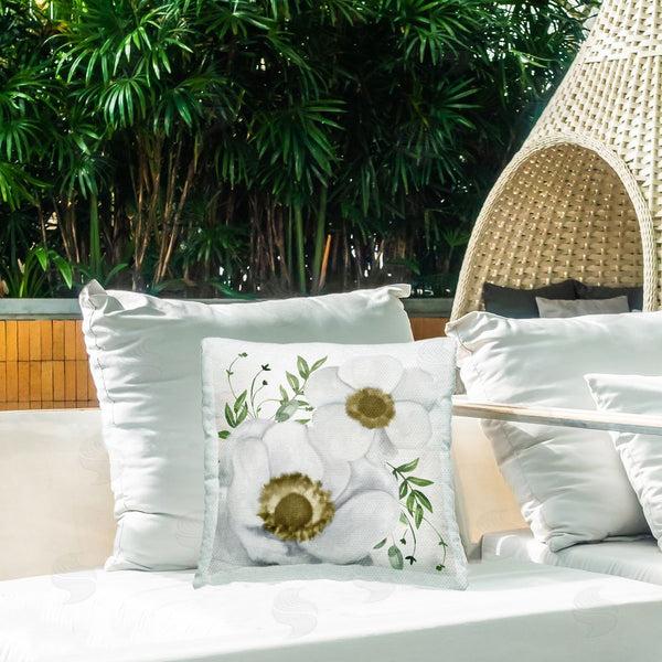 Stupell Industries Kim Allen | Gold Centered Magnolia Printed Throw Pillow