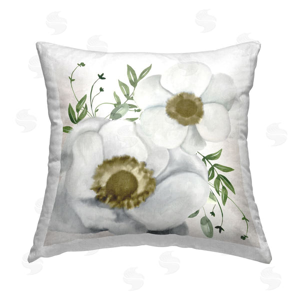 stupell industries Kim Allen | Gold Centered Magnolia Printed Throw Pillow