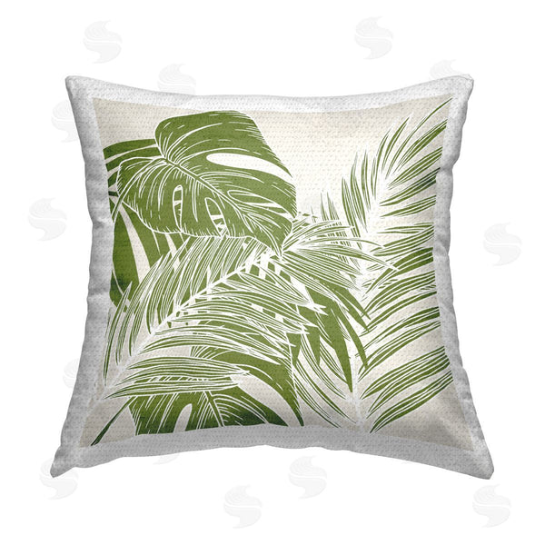 Stupell Industries Kim Allen | Green Layered Palms Printed Throw Pillow