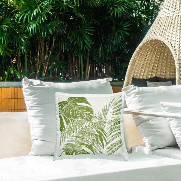 Stupell Industries Kim Allen | Green Layered Palms Printed Throw Pillow