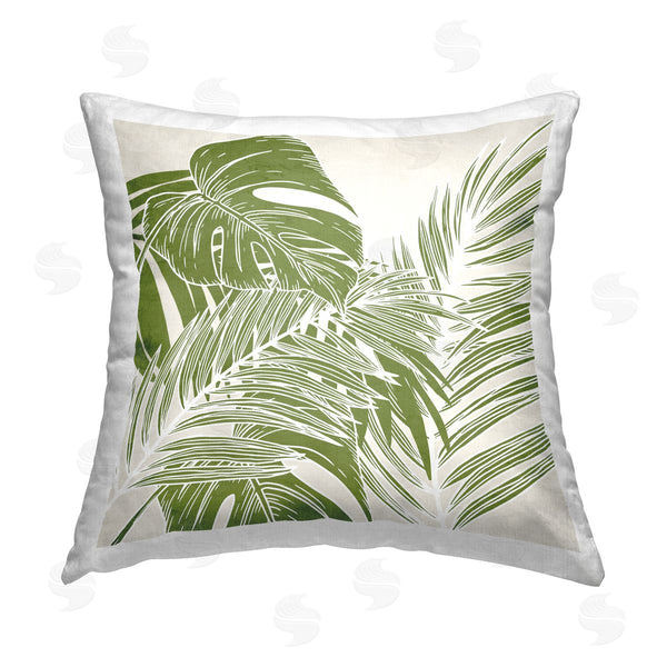 stupell industries Kim Allen | Green Layered Palms Printed Throw Pillow