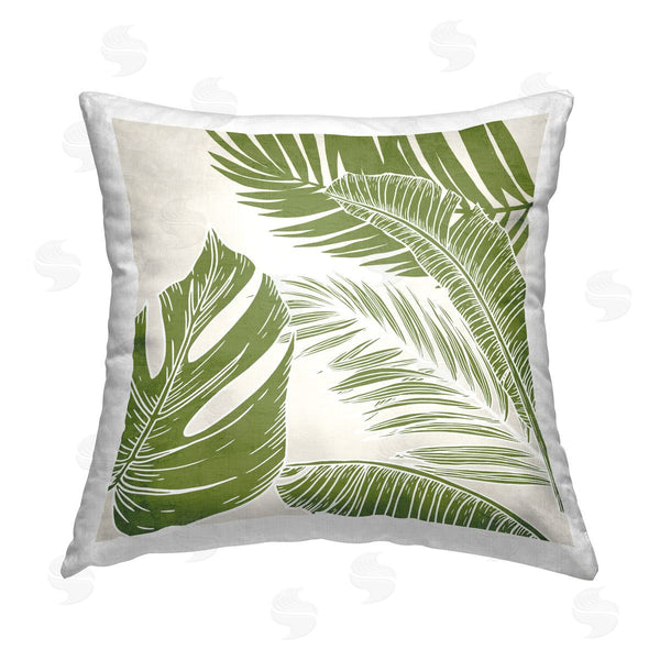 stupell industries Kim Allen | Green Overlapping Palms Printed Throw Pillow