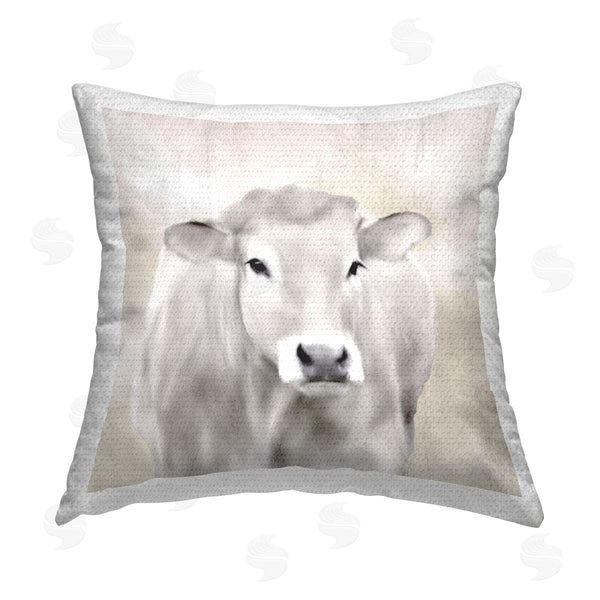Stupell Industries Kim Allen | Grey Cattle Portrait Printed Throw Pillow