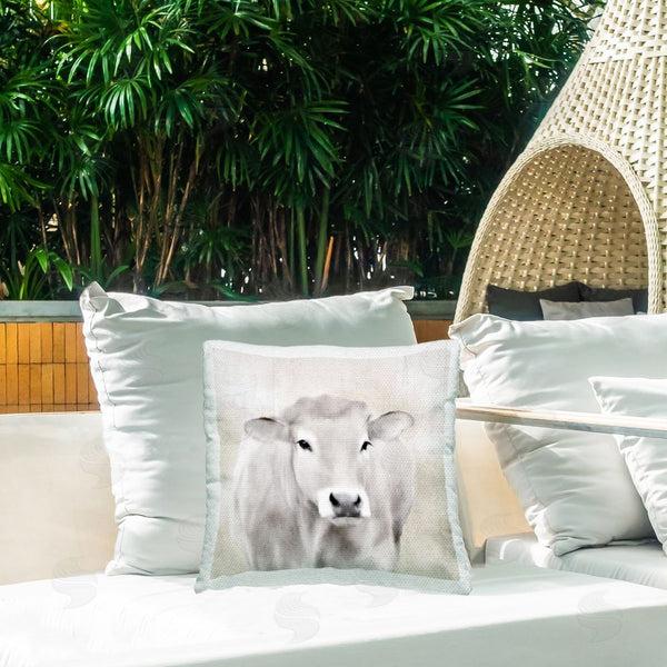 Stupell Industries Kim Allen | Grey Cattle Portrait Printed Throw Pillow