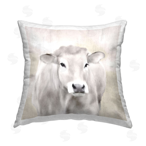 stupell industries Kim Allen | Grey Cattle Portrait Printed Throw Pillow
