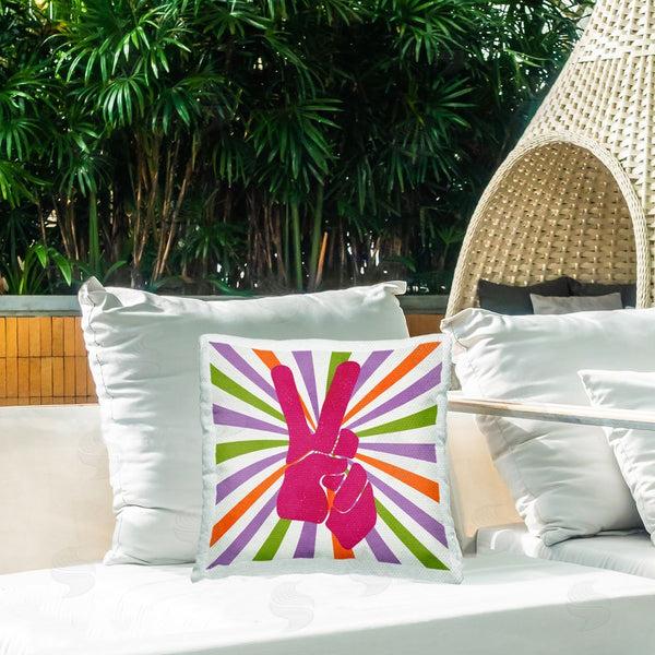 Stupell Industries Kim Allen | Groovy Peace Sign Printed Throw Pillow