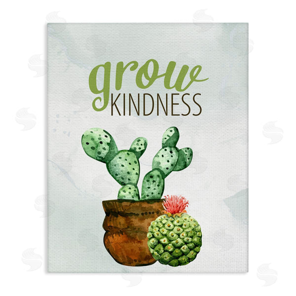 stupell industries Kim Allen | Grow Kindness Calligraphy Phrase Potted Cactus Plants Wall Art