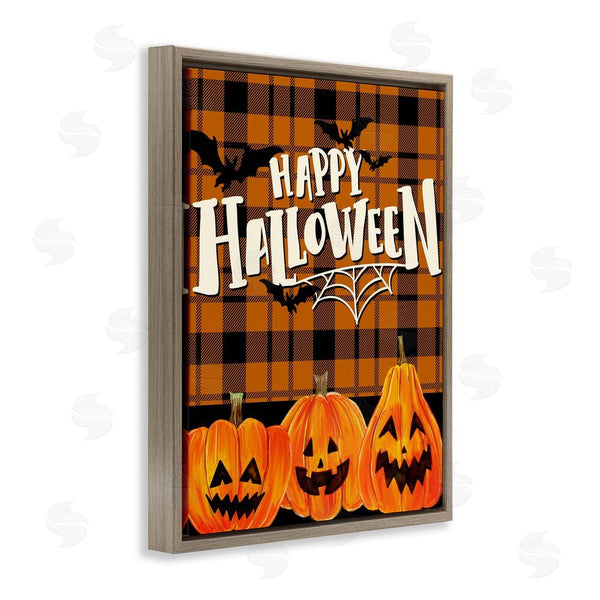 Stupell Industries Kim Allen | Halloween Jack-o-Lanterns On Plaid Wall Art