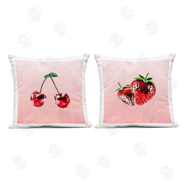 Stupell Industries Kim Allen | Happiness & Love Disco Fruits Printed Throw Pillow Set