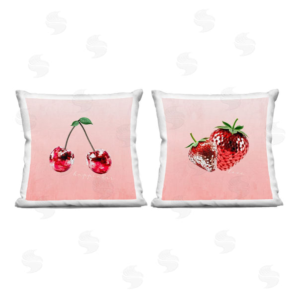 stupell industries Kim Allen | Happiness & Love Disco Fruits Printed Throw Pillow Set