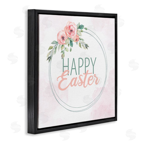 Stupell Industries Kim Allen | Happy Easter Round Floral Border Pastel Pink Design Wall Art