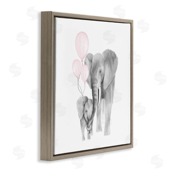 Stupell Industries Kim Allen | Happy Elephant Family Trunk Hug Pink Balloons