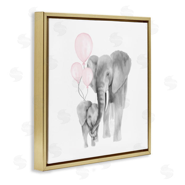 Stupell Industries Kim Allen | Happy Elephant Family Trunk Hug Pink Balloons