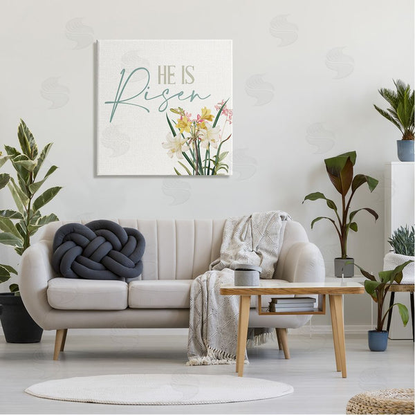 Stupell Industries Kim Allen | He Is Risen Religious Easter Holiday Flower Blossoms Wall Art