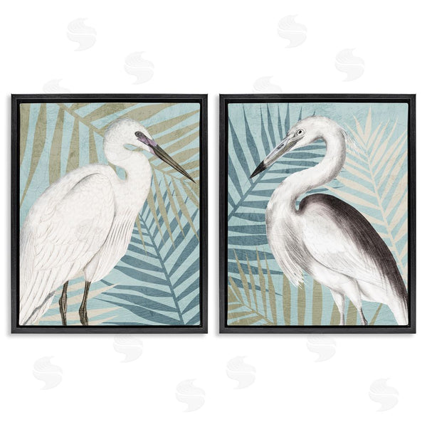 Stupell Industries Kim Allen | Heron Birds Layered Plant Leaves Wall Art