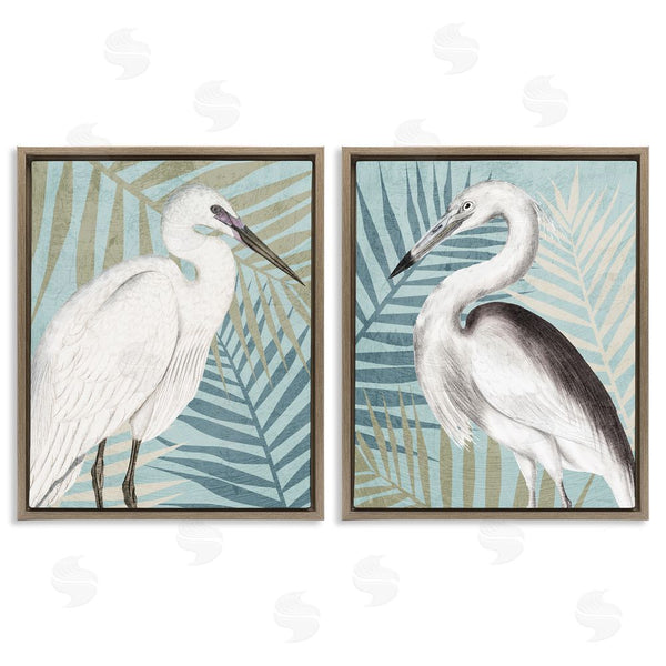 Stupell Industries Kim Allen | Heron Birds Layered Plant Leaves Wall Art