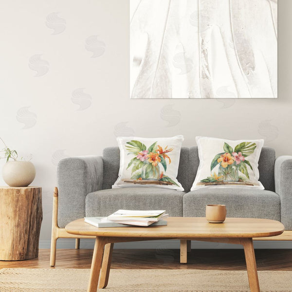 Stupell Industries Kim Allen | Hibiscus Flower Vase Printed Throw Pillow Set