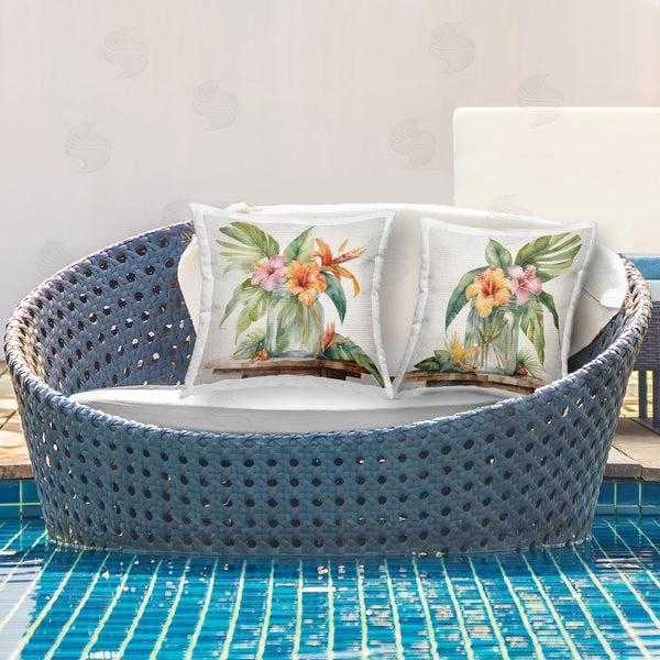Stupell Industries Kim Allen | Hibiscus Flower Vase Printed Throw Pillow Set