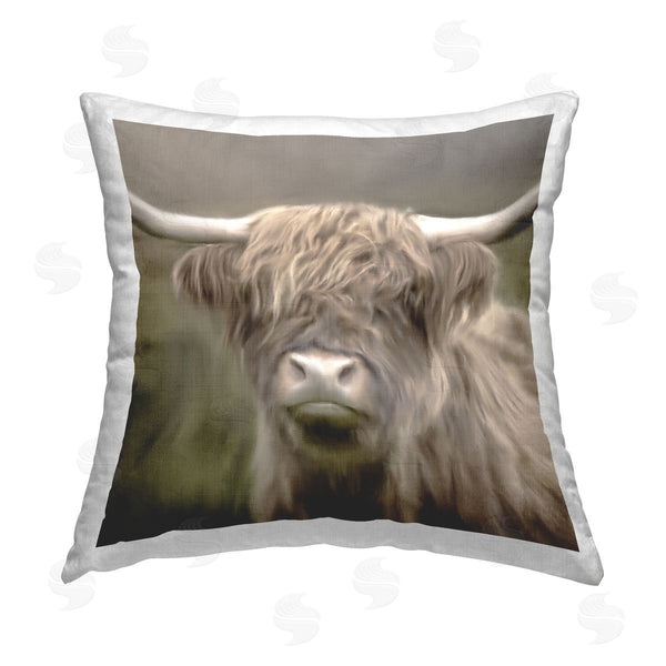 stupell industries Kim Allen | Highland Cattle Face Printed Throw Pillow