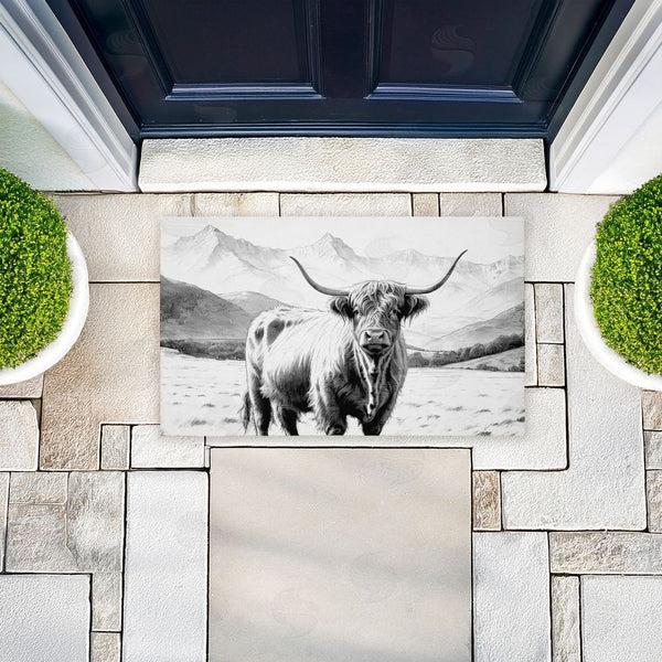 Stupell Industries Kim Allen | Highland Sketch In Mountains Non-Woven Door Mat