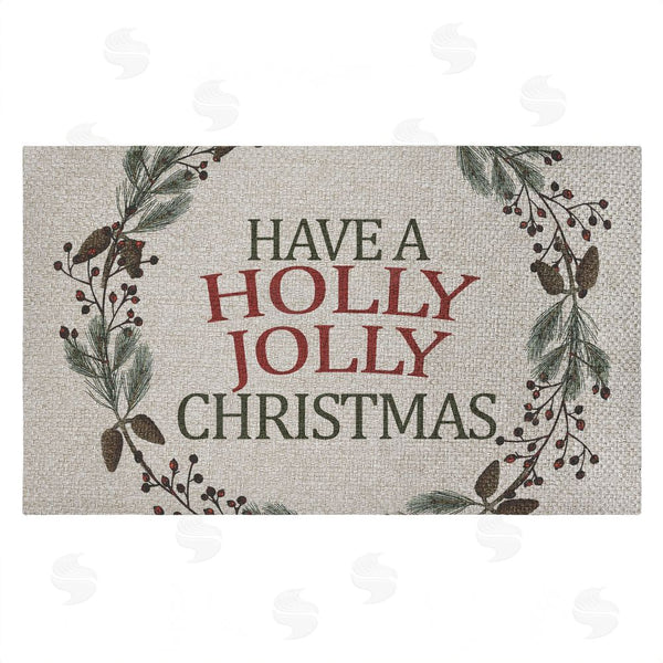 stupell industries Kim Allen | Holly Jolly Christmas Sentiment Faux Sisal Door Mat