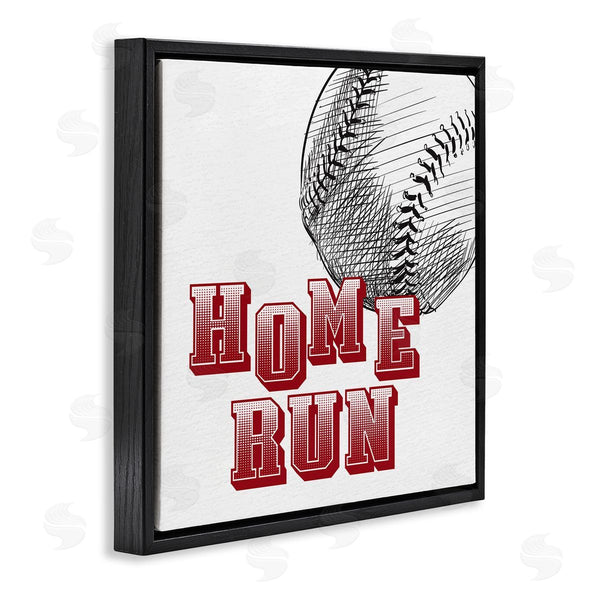 Stupell Industries Kim Allen | Home Run Baseball Sports Ball Red Varsity Typography Wall Art