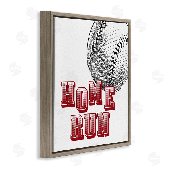 Stupell Industries Kim Allen | Home Run Baseball Sports Ball Red Varsity Typography Wall Art
