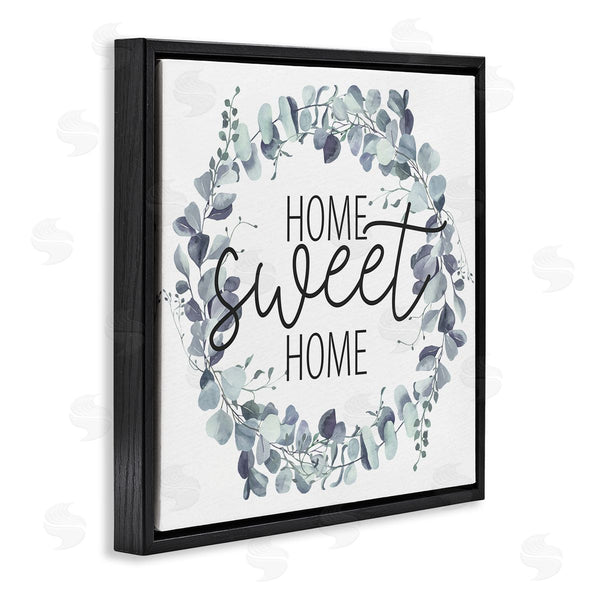 Stupell Industries Kim Allen | Home Sweet Home Greeting Blue Green Eucalyptus Plant Wreath Wall Art