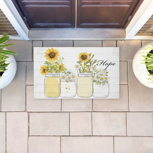 Stupell Industries Kim Allen | Hope With Country Sunflowers Non-Woven Door Mat