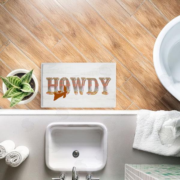 Stupell Industries Kim Allen | Howdy With Brown Bandana Plush Bath Mat