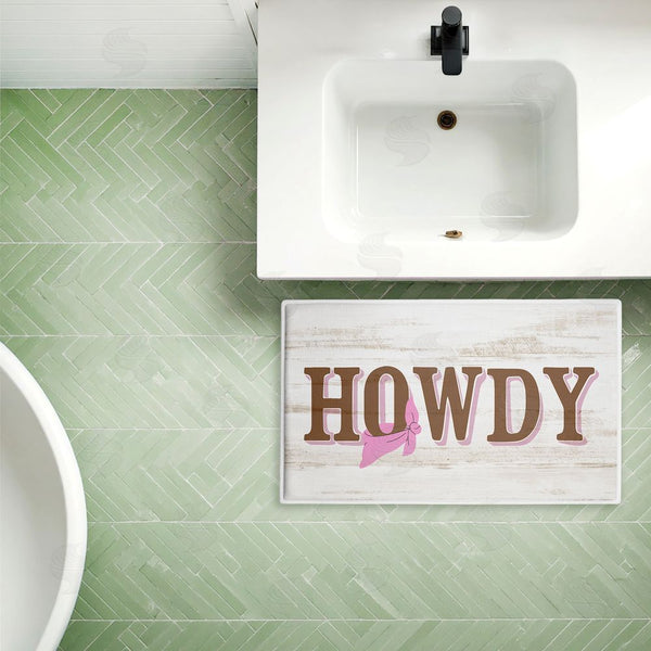 Stupell Industries Kim Allen | Howdy With Pink Bandana Plush Bath Mat