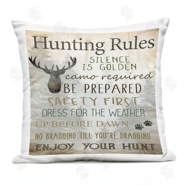 Stupell Industries Kim Allen | Hunting Rules Rustic List Printed Throw Pillow