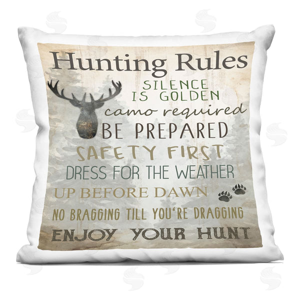 stupell industries Kim Allen | Hunting Rules Rustic List Printed Throw Pillow