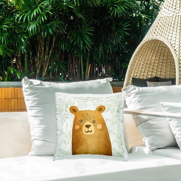Stupell Industries Kim Allen | Joyful Bear On Botanicals Printed Throw Pillow