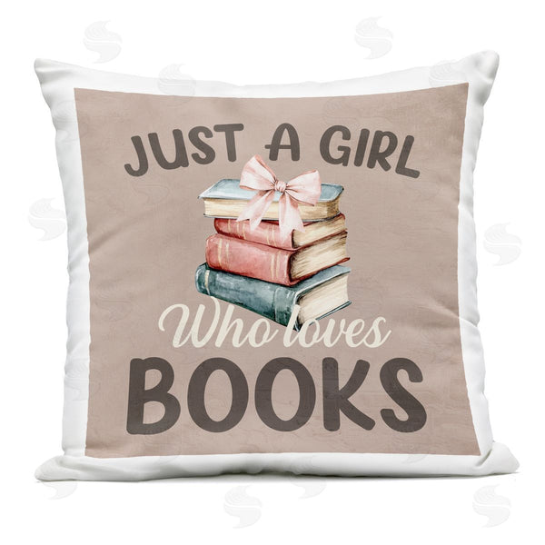 Stupell Industries Kim Allen | Just A Girl Who Loves Books Printed Throw Pillow
