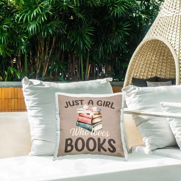 Stupell Industries Kim Allen | Just A Girl Who Loves Books Printed Throw Pillow