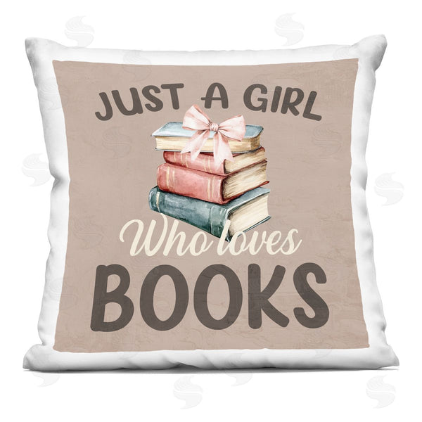 stupell industries Kim Allen | Just A Girl Who Loves Books Printed Throw Pillow