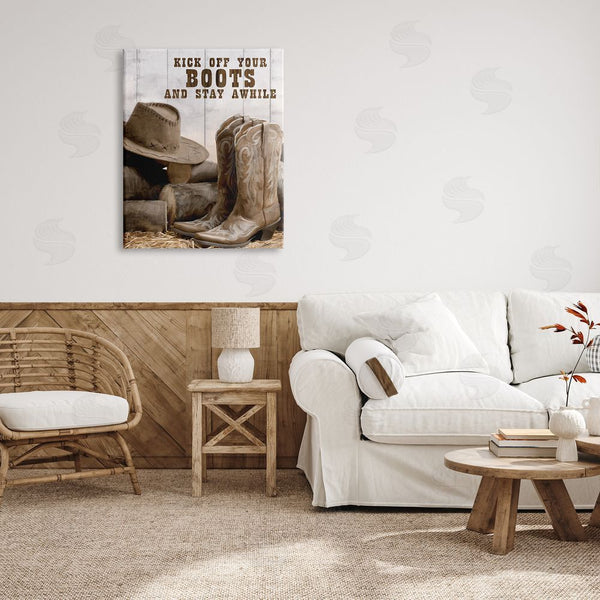 Stupell Industries Kim Allen | Kick Off Boots Stay Awhile Phrase Wall Art