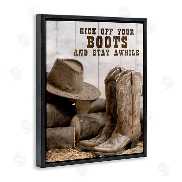 Stupell Industries Kim Allen | Kick Off Boots Stay Awhile Phrase Wall Art