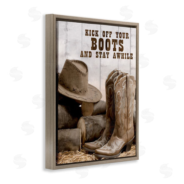 Stupell Industries Kim Allen | Kick Off Boots Stay Awhile Phrase Wall Art