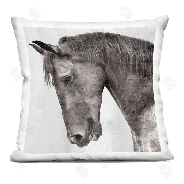 stupell industries Kim Allen | King Monochromatic Horse Portrait Printed Throw Pillow